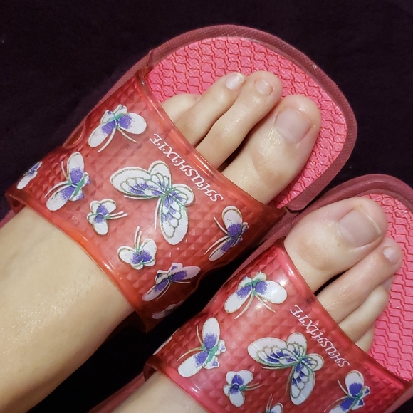 Y2K Pink Jelly Butterfly Slide Sandals - Picture 3 of 16